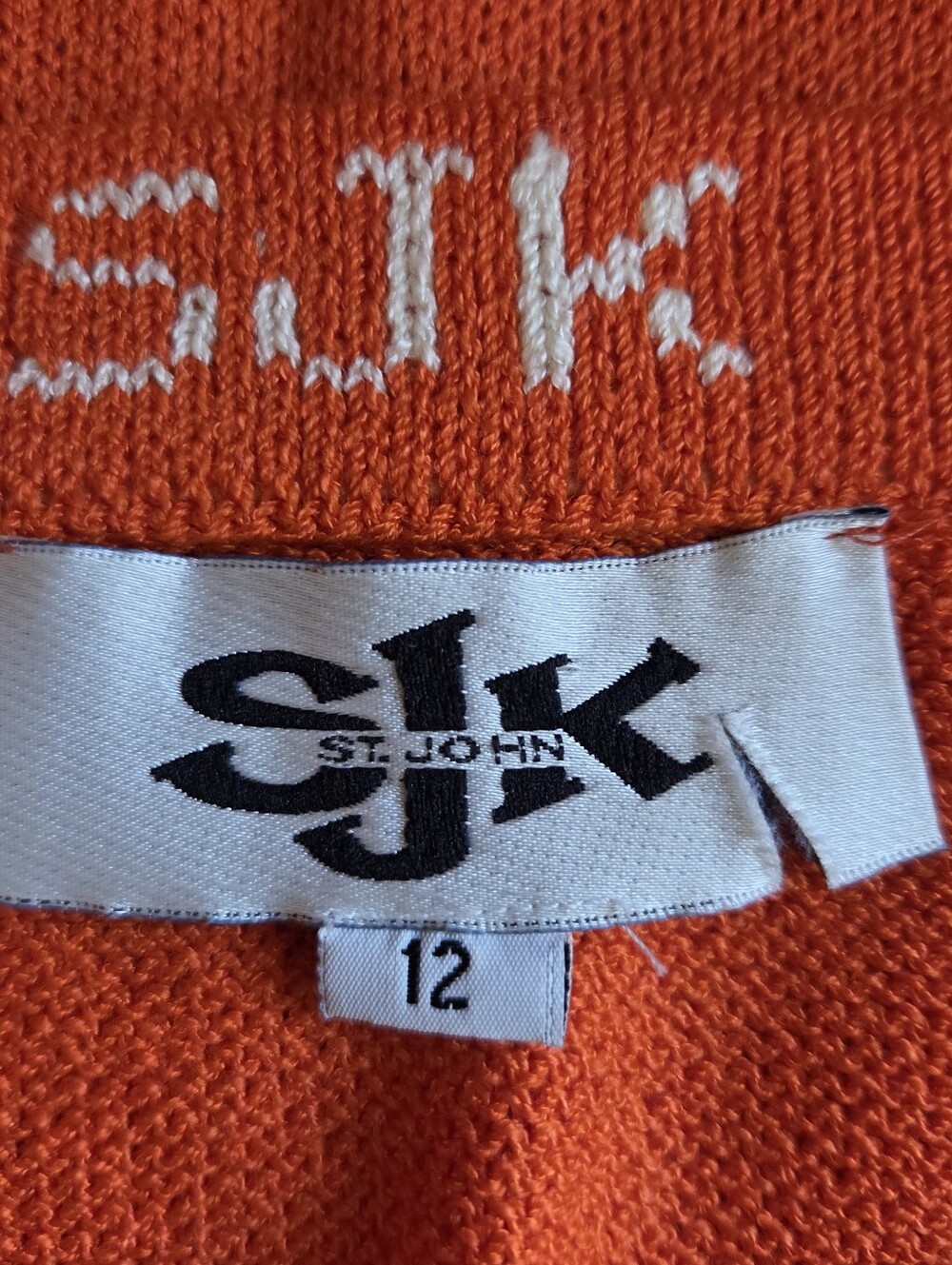 SJK ST. JOHN Santana Knit Skirt Pencil Orange Size 12 - Picture 3 of 3